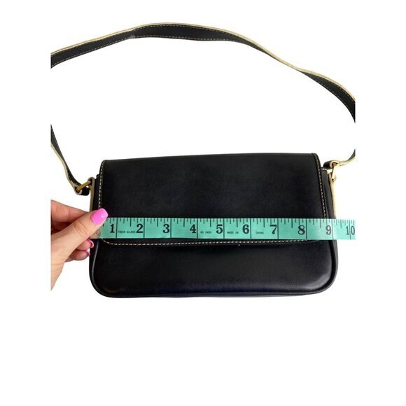 Y2K Liz Claiborne Black Mini‎ Shoulder Bag With Contrast Stitching - Picture 9 of 10